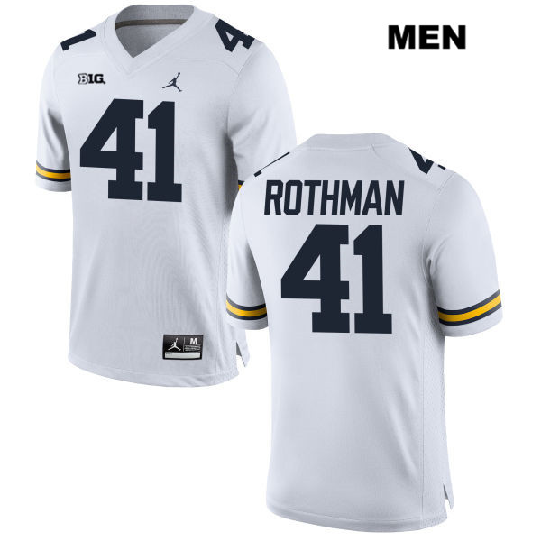 Men's NCAA Michigan Wolverines Quinn Rothman #41 White Jordan Brand Authentic Stitched Football College Jersey WQ25T16WB